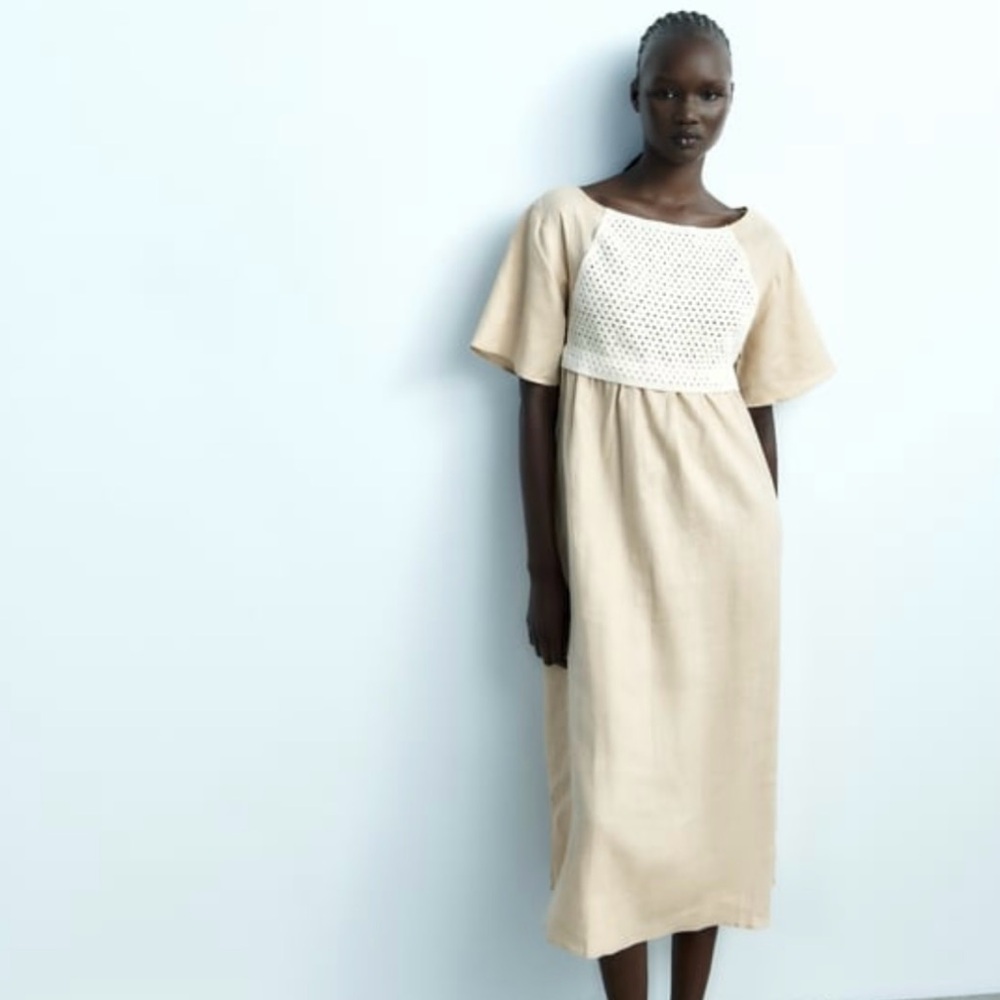 Zara Mixed Linen Blend Knit Dress
